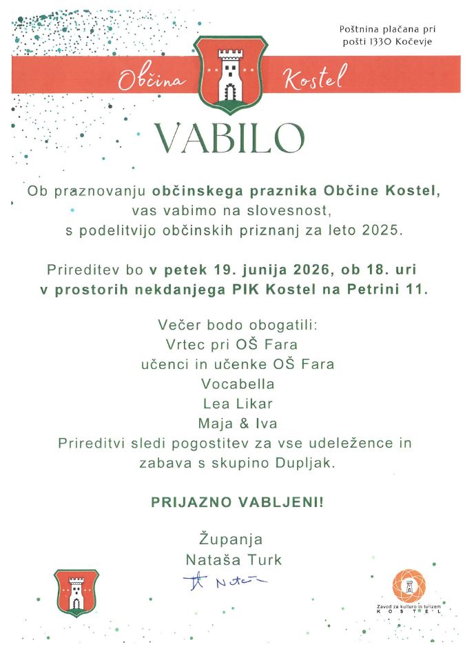 Vabilo - občinski praznik, junij 2026